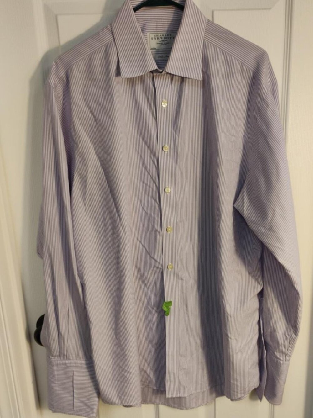 Charles Tyrwhitt Men’s 16.5 35 Non-Iron Purple Stripe Dress Shirt